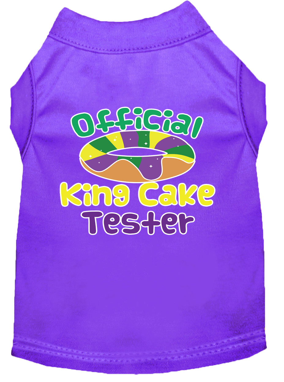 King Cake Taster Screen Print Mardi Gras Dog Shirt Purple XXL